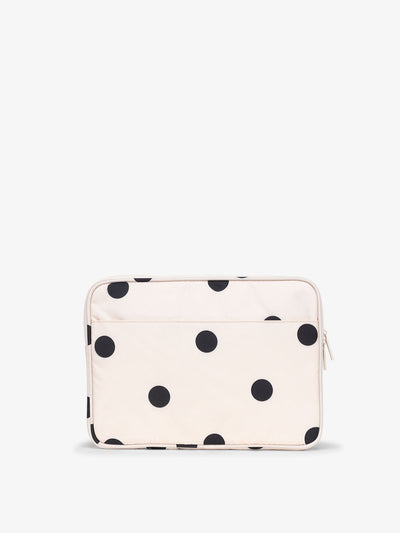 CALPAK 13-14 Inch Laptop Sleeve with front and back pockets in polka dot; ALP2213-POLKA-DOT