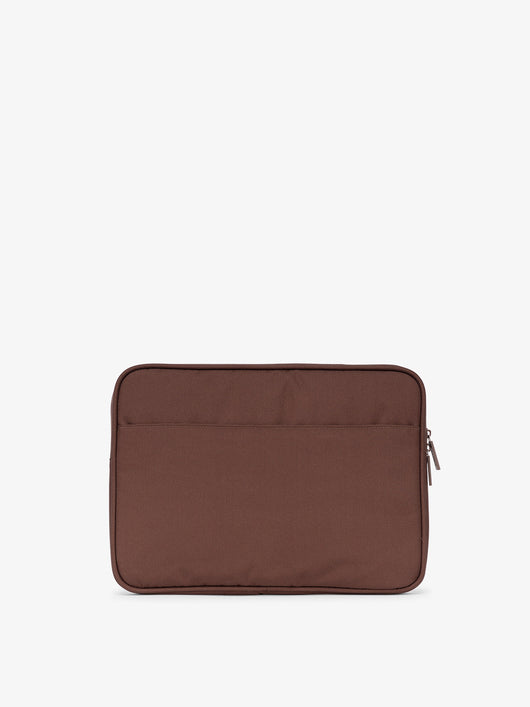 CALPAK 13-14 Inch water resistant laptop case with back slip pocket in dark brown; ALP2213-WALNUT