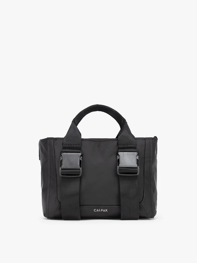 CALPAK Fit Gym Crossbody Bag in Black front view with white background; ABF2601-BLACK