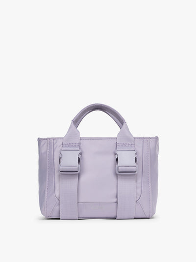 CALPAK Fit Gym Crossbody Bag in light purple Iris front view with white background; ABF2601-IRIS