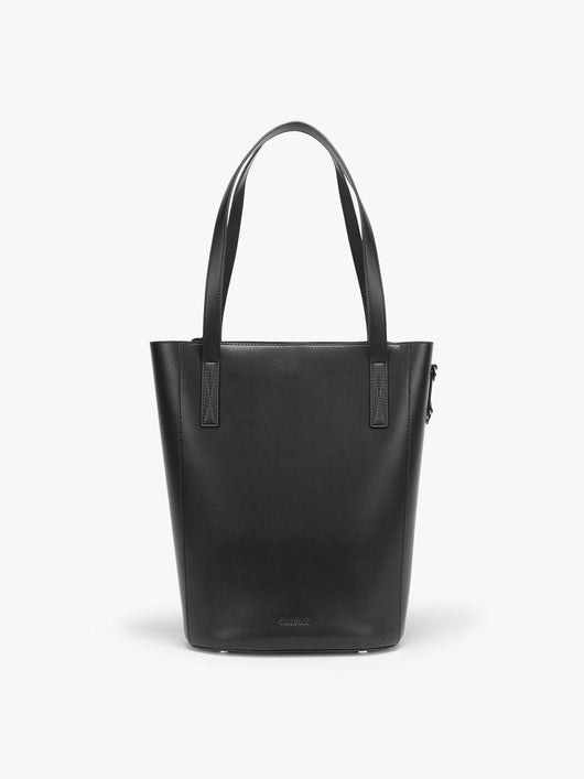 CALPAK Haven 14 inch Laptop Bucket Bag in Black front view; ABU2501-BLACK