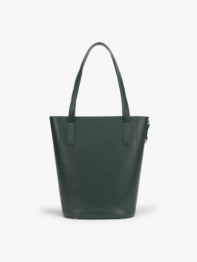 CALPAK Haven 14 inch Laptop Bucket Bag in dark green Forest front view; ABU2501-FOREST