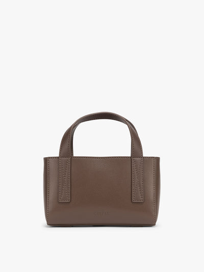 CALPAK Haven Mini Crossbody Bag in dark brown Espresso front view; AMC2501-ESPRESSO