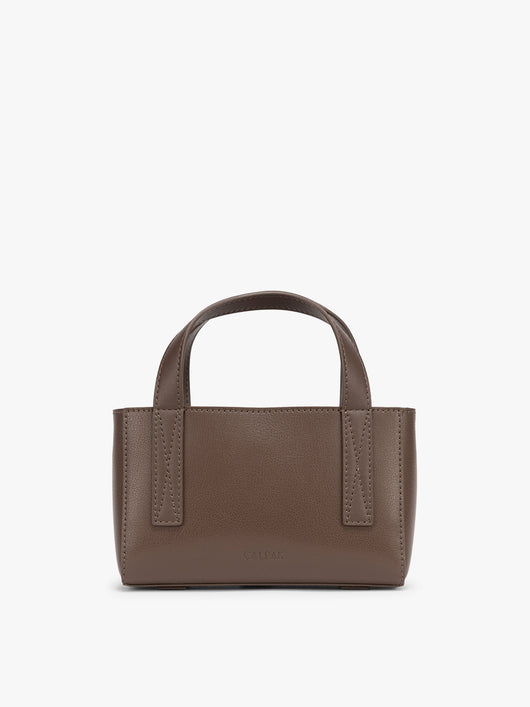 CALPAK Haven Mini Crossbody Bag in dark brown Espresso front view; AMC2501-ESPRESSO
