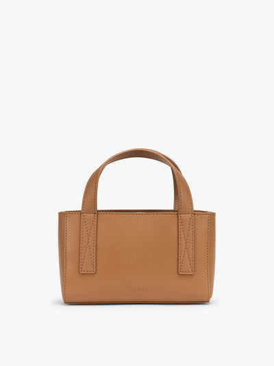 CALPAK Haven Mini Crossbody Bag in brown Toffee front view; AMC2501-TOFFEE