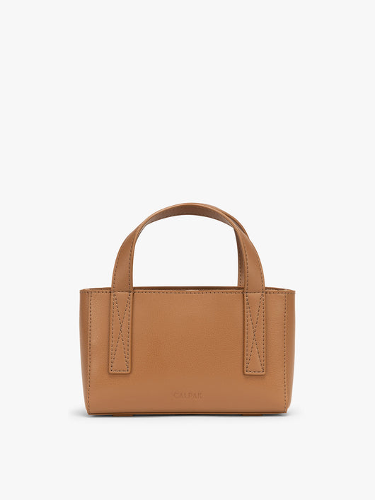 CALPAK Haven Mini Crossbody Bag in brown Toffee front view; AMC2501-TOFFEE