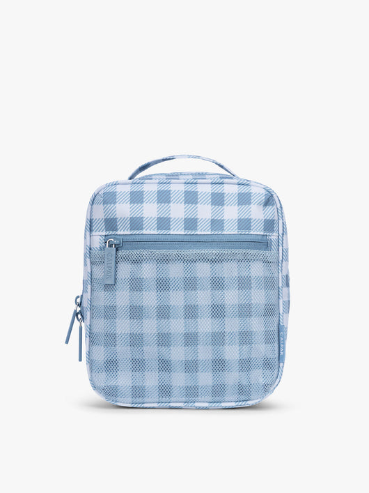 CALPAK Everything Cube in light blue and white gingham print ; ACE2401-FRENCH-BLUE-GINGHAM