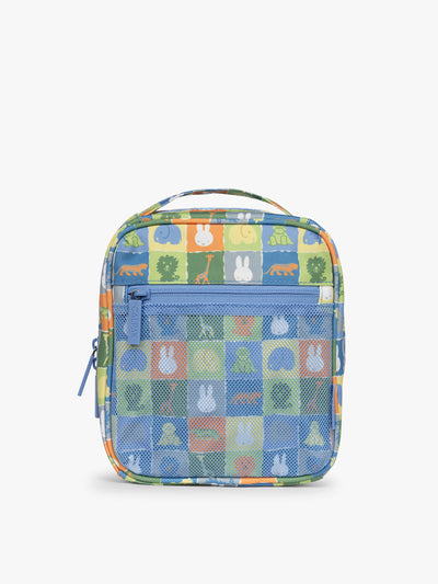 Colorful organizer with Miffy and zoo animals print for the CALPAK Everything Cube; ACE2401-MIFFY-BLUE-ZOO-TRIP