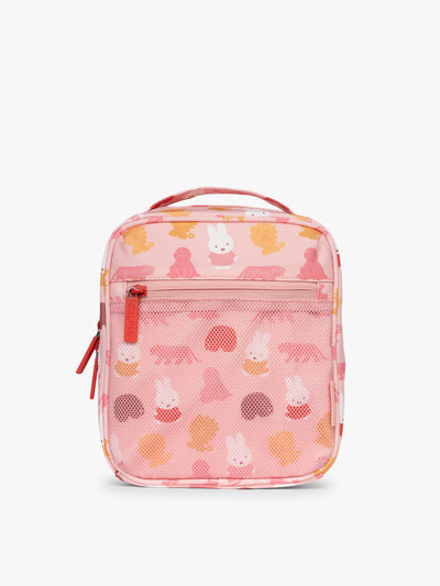 Pink organizer with Miffy and zoo animals print for the CALPAK Everything Cube; ACE2401-MIFFY-PINK-ZOO-TRIP