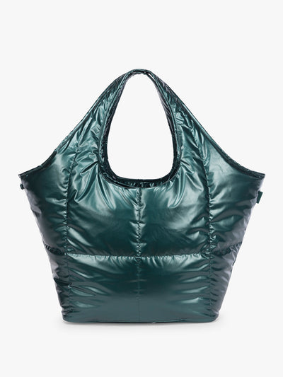 CALPAK Luka Everything Tote in dark green shiny Kale; AET2601-GLAZED-KALE
