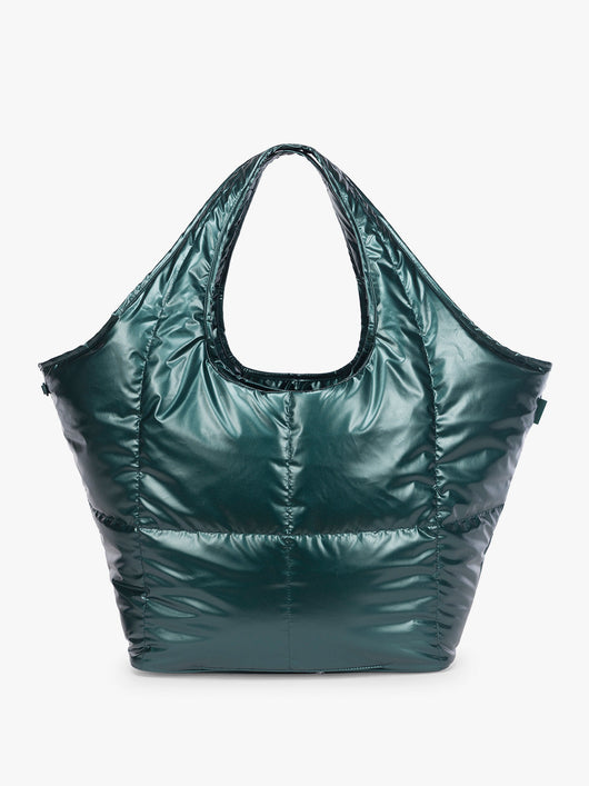 CALPAK Luka Everything Tote in dark green shiny Kale; AET2601-GLAZED-KALE