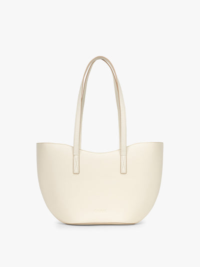 CALPAK Haven Tulip Tote in beige Buttercream; AHP2601-BUTTERCREAM
