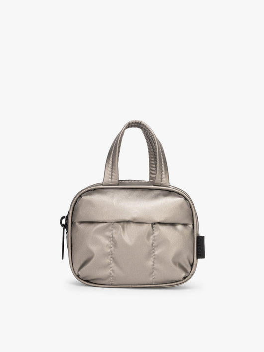 CALPAK Luka Duffel Zip Bag Charm in dark silver Gunmetal; ALK2501-GUNMETAL