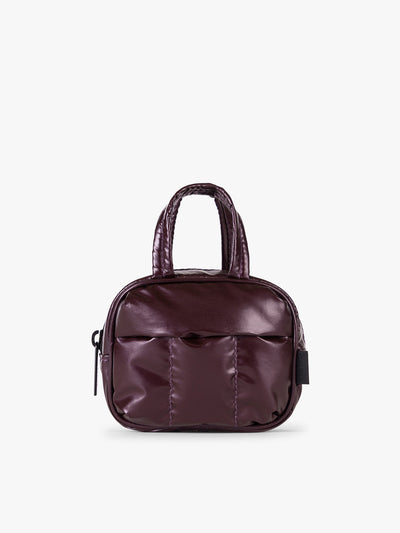 CALPAK Luka Duffel Key Pouch in maroon Glazed Dark Cherry on a white background; ALK2501-GLAZED-DARK-CHERRY