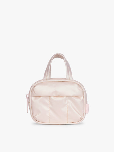 CALPAK Luka Duffel Zip Bag Charm in light pink shiny Pearlescent ; ALK2501-PEARLESCENT