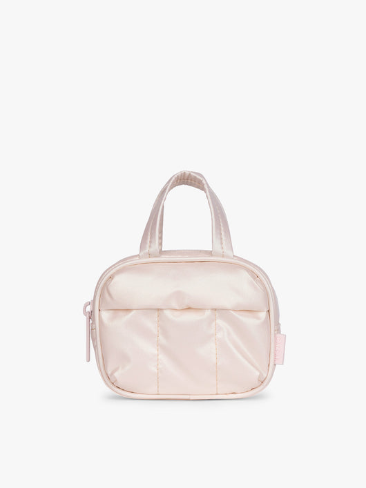 CALPAK Luka Duffel Zip Bag Charm in light pink shiny Pearlescent ; ALK2501-PEARLESCENT