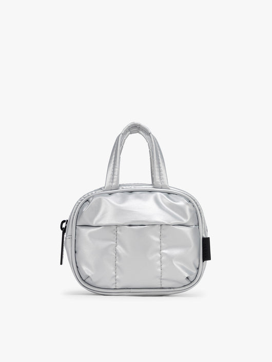 CALPAK Luka Duffel Key Pouch in SIlver on a white background; ALK2501-SILVER
