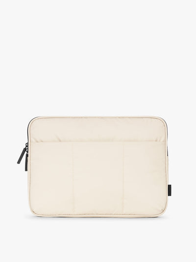 CALPAK Luka 14" Padded Laptop Sleeve with soft, puffy exterior in oatmeal; ALL2401-OATMEAL