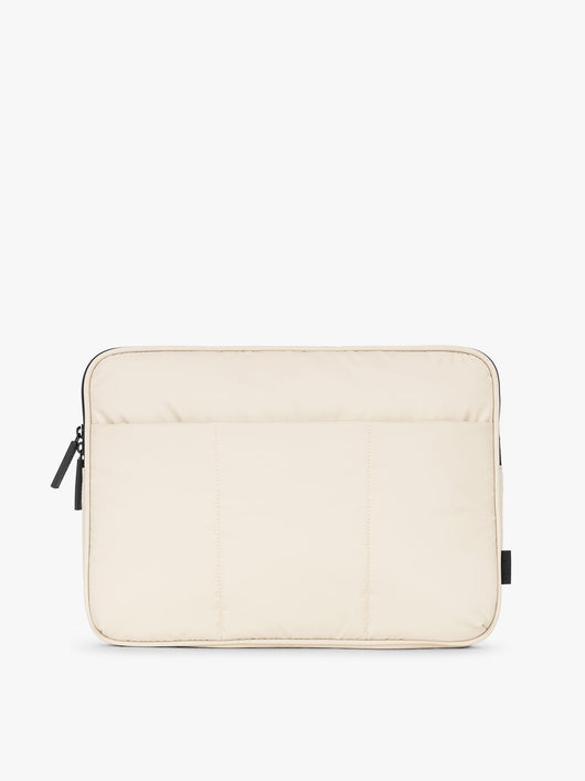 CALPAK Luka 14" Padded Laptop Sleeve with soft, puffy exterior in oatmeal; ALL2401-OATMEAL