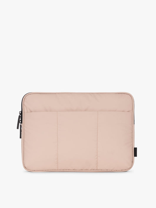 CALPAK Luka 14" Padded Laptop Sleeve with soft, puffy exterior in rose quartz; ALL2401-ROSE-QUARTZ