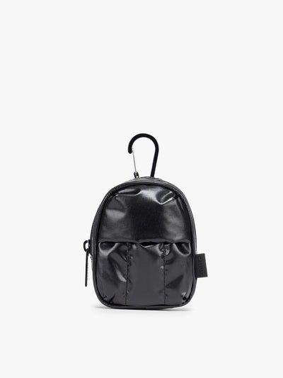 CALPAK Luka Backpack Key Pouch in Glazed Black on a white background; AMB2201-GLAZED-BLACK