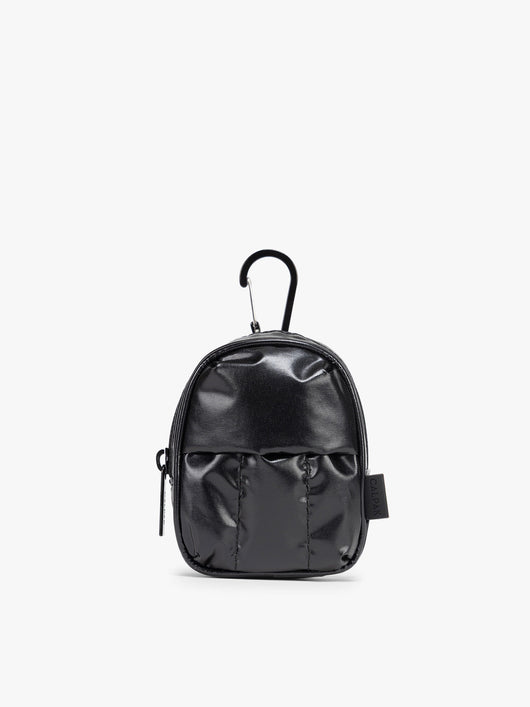 CALPAK Luka Backpack Key Pouch in Glazed Black on a white background; AMB2201-GLAZED-BLACK