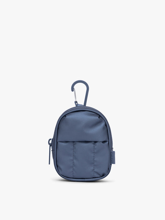 CALPAK Luka Backpack Zip Bag Charm in metallic dark blue Metallic Indigo; AMB2201-METALLIC-INDIGO