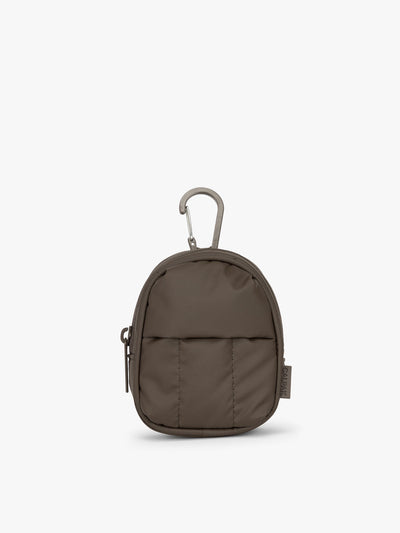 CALPAK Luka Backpack Zip Bag Charm in brown Mushroom; AMB2201-MUSHROOM