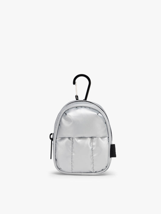 CALPAK Luka Backpack Key Pouch in Silver on a white background; AMB2201-SILVER
