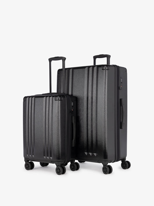 CALPAK Ambeur: 2 piece lightweight expandable black hard shell luggage set with carry on; LAM2000-BLACK