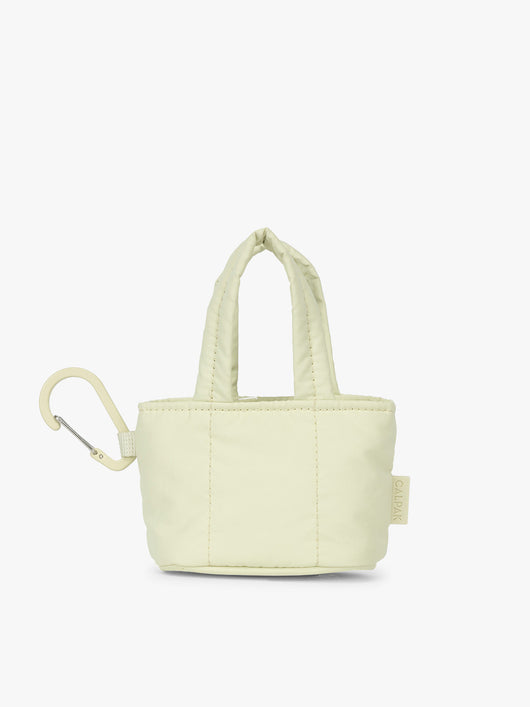 CALPAK Luka Tote Zip Bag Charm in light green Celadon with carabiner; AMT2601-CELADON