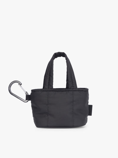 CALPAK Luka Tote Zip Bag Charm in Matte Black with carabiner; AMT2601-MATTE-BLACK