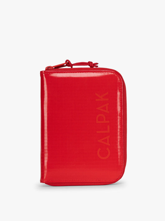CALPAK Terra Zip Passport Wallet in red Flame front; ATPW2501-FLAME
