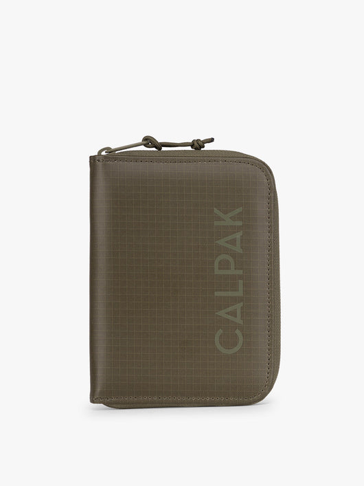 CALPAK Terra Zip Passport Wallet in green Pine; ATPW2501-PINE