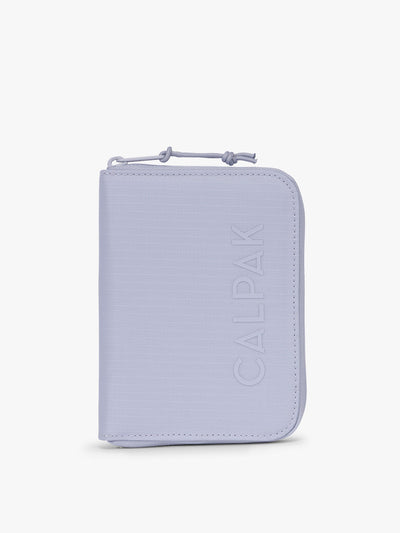 Front side of CALPAK Terra Zip Passport Wallet in light purple Sea Glass ; ATPW2501-SEA-GLASS