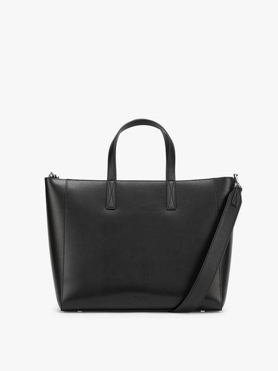 CALPAK Haven 15 inch Laptop Tote in black front view; ATS2501-BLACK