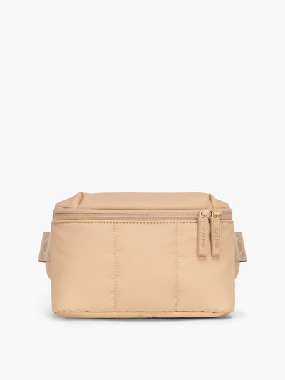 CALPAK Luka Mini Belt Bag in beige Latte on white background; BBM2201-LATTE