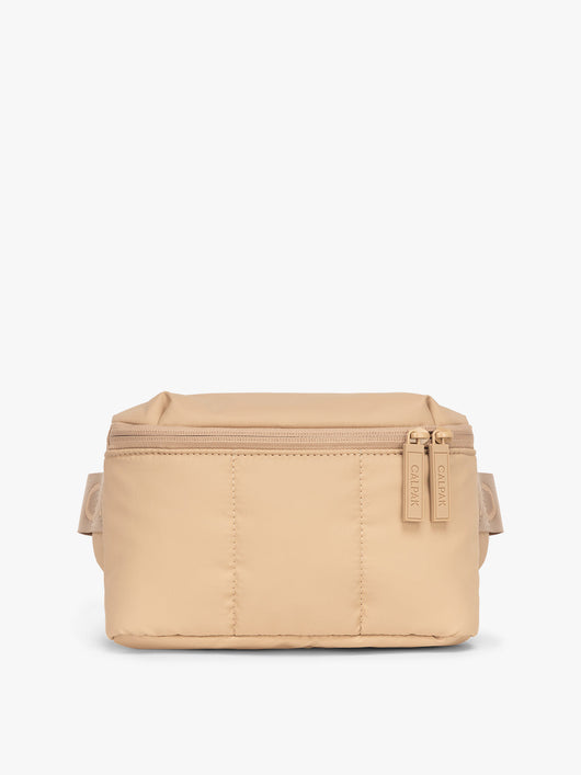 CALPAK Luka Mini Belt Bag in beige Latte on white background; BBM2201-LATTE