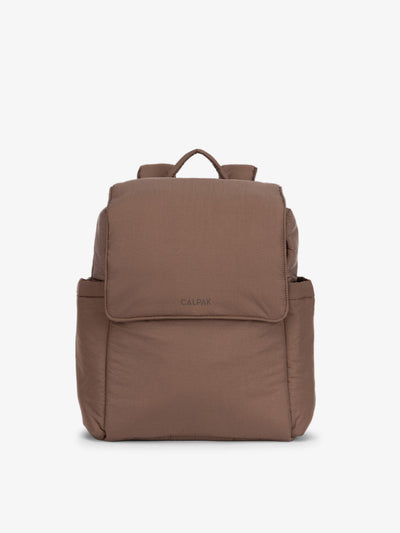 CALPAK Mini Diaper Backpack in brown Hazelnut on a white background; BPC2402-HAZELNUT