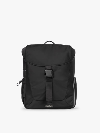 CALPAK Fit Gym Backpack in Black front view with white background; BPF2601-BLACK