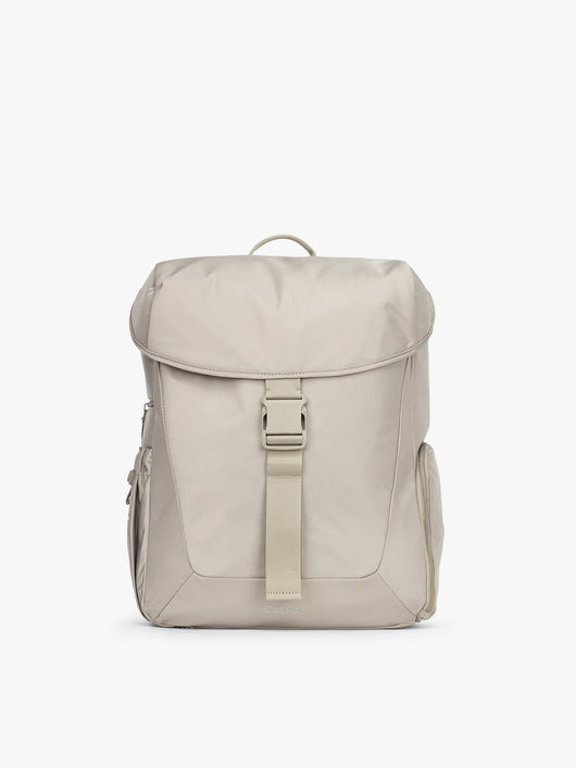 CALPAK Fit Gym Backpack in beige Greige front view with white background; BPF2601-GREIGE