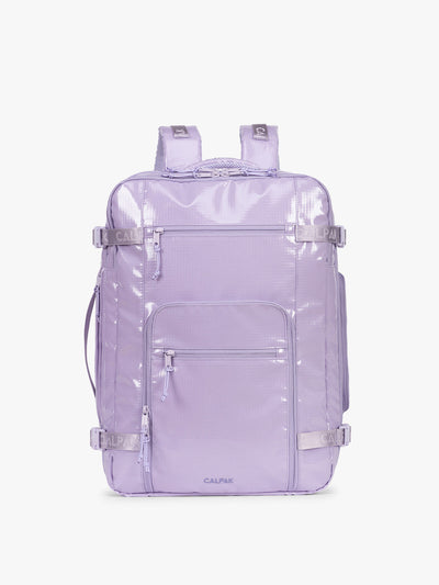 CALPAK Terra 35L Laptop Backpack Duffel in lavender Amethyst on a white background; BPTL2601-AMETHYST