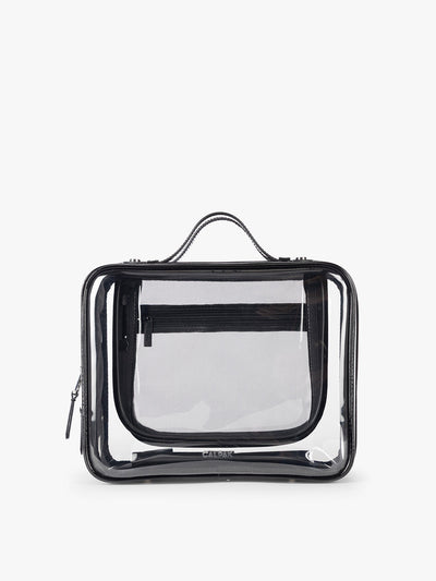 CALPAK Large Clear Cosmetics Case in black Glazed Black; CCC2001-GLAZED-BLACK
