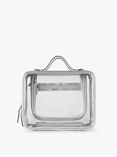 CALPAK Large Clear Cosmetics Case in Silver; CCC2001-SILVER