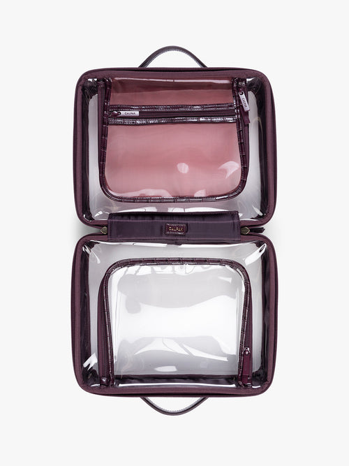 Large Clear Cosmetics Case in Croc-Embossed