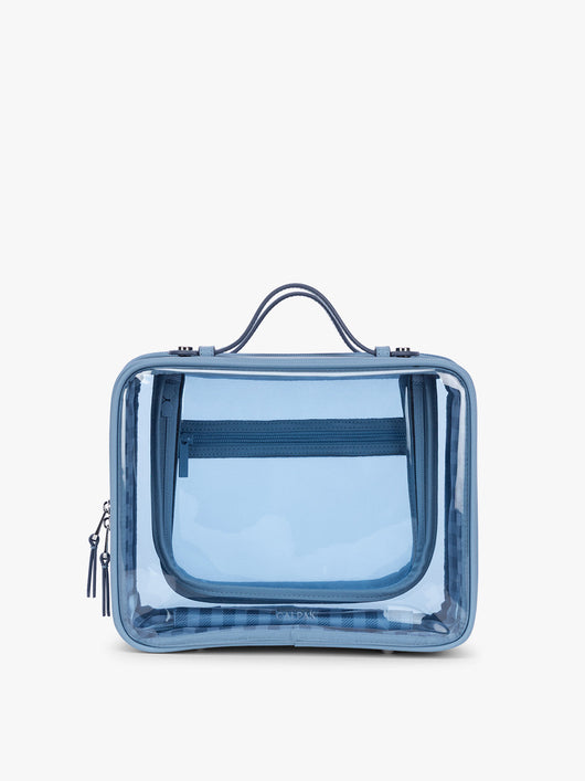 CALPAK Clear Cosmetic Case in light blue French Blue; CCC2001-FRENCH-BLUE