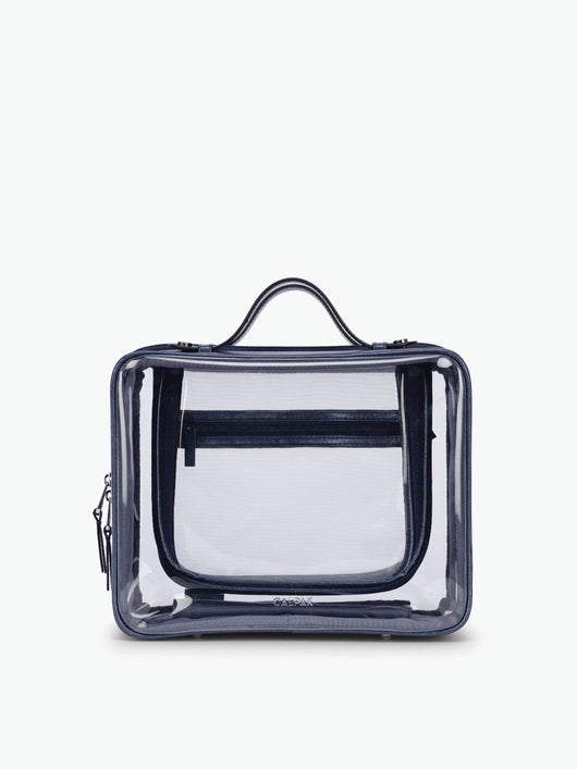 CALPAK Clear Cosmetic Case in dark blue French Blue; CCC2001-METALLIC-INDIGO