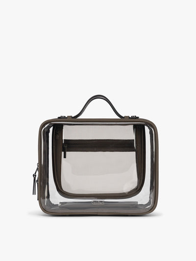 CALPAK Large Clear Cosmetic Case in brown Mushroom ; CCC2001-MUSHROOM