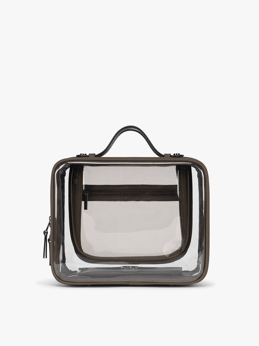 CALPAK Large Clear Cosmetic Case in brown Mushroom ; CCC2001-MUSHROOM