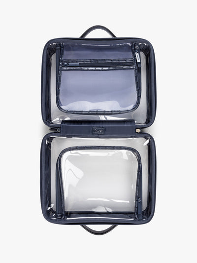 Large Clear Cosmetics Case in Croc-Embossed